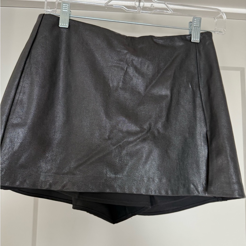 Amanda Uprichard Shiny Black Mini Skirt